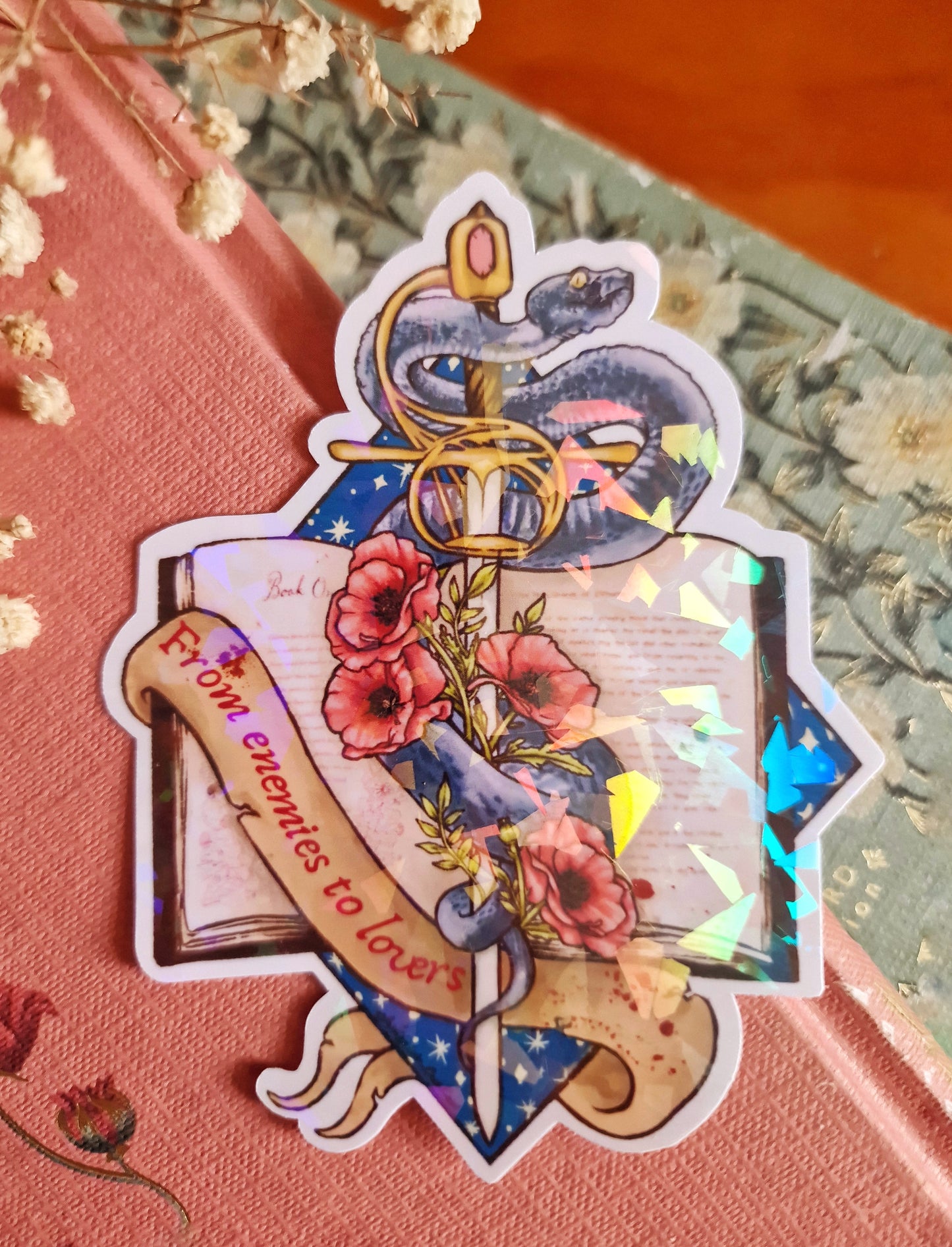 Magical iridescent sticker, from enemies to lovers. | romantasy, spicy book, cruel prince inspired for bookish kindle decoration.