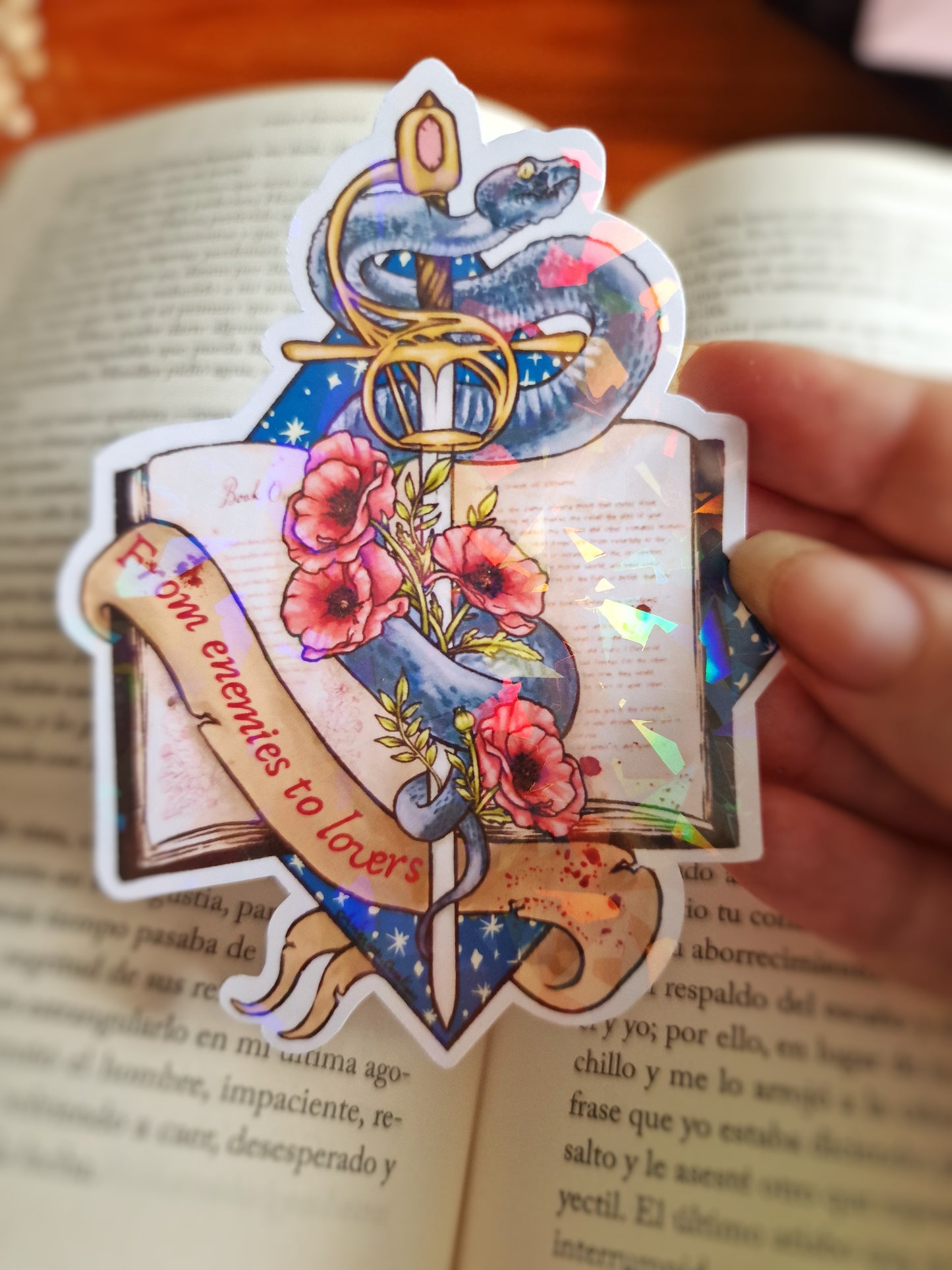 Magical iridescent sticker, from enemies to lovers. | romantasy, spicy book, cruel prince inspired for bookish kindle decoration.