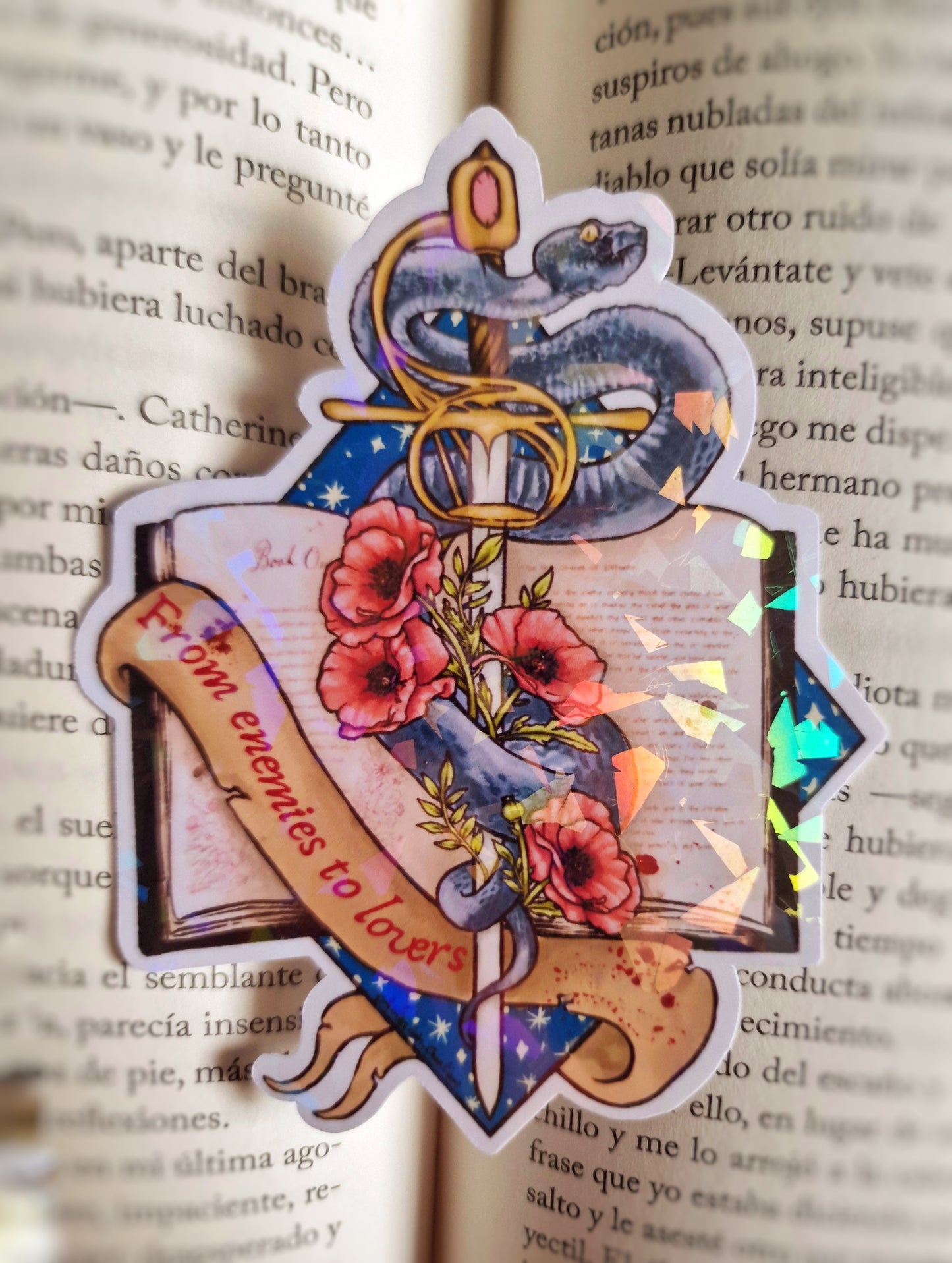 Magical iridescent sticker, from enemies to lovers. | romantasy, spicy book, cruel prince inspired for bookish kindle decoration.