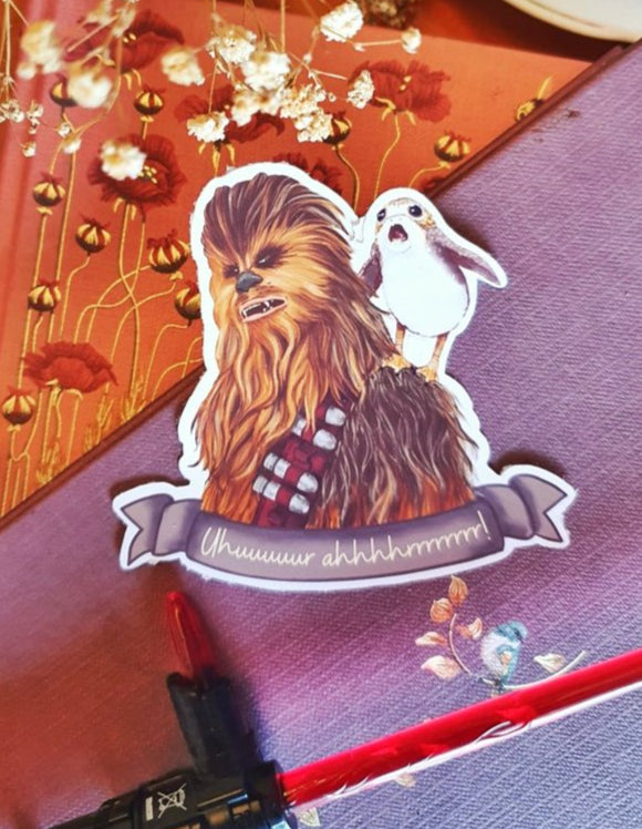 Chewbacca and Porg sticker from the Star Wars movies