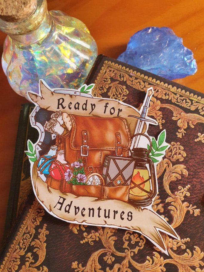 Large sticker ready for adventure | Dungeons and Dragons illustration, bullet journal planner gift, dnd roleplay