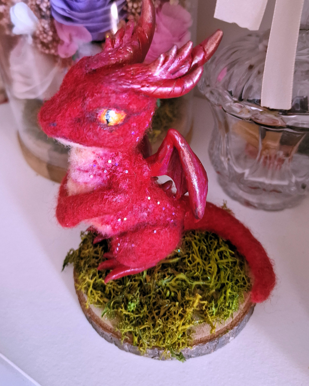 Red Dragon of the Enchanted Forest | Handmade Fantasy Sculpture