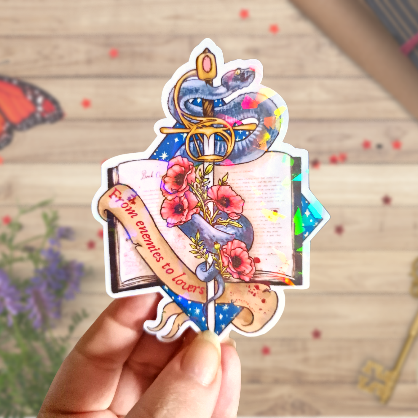 Magical iridescent sticker, from enemies to lovers. | romantasy, spicy book, cruel prince inspired for bookish kindle decoration.