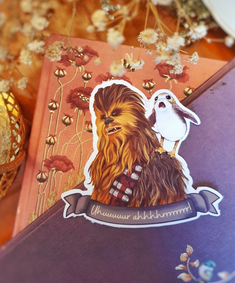 Chewbacca and Porg sticker from the Star Wars movies