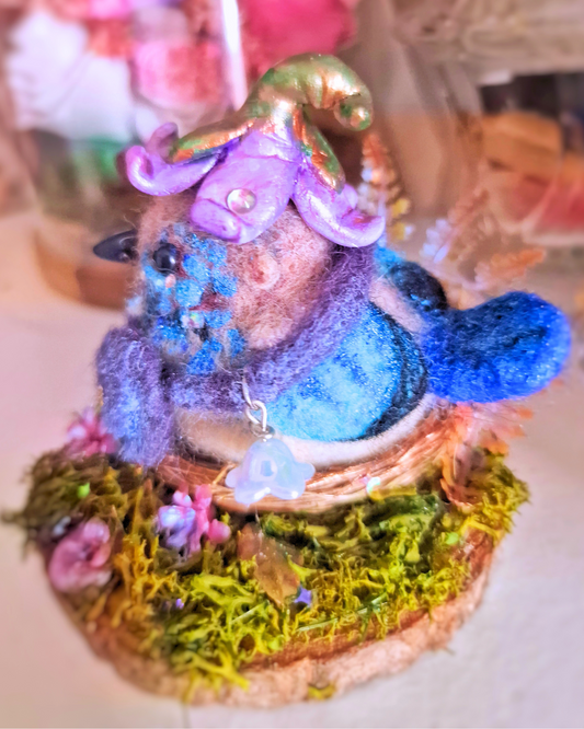 Figura inspirada en los cuentos de hadas, pájaro Fairy wren, animales de fieltro de aguja