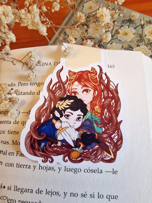 Cruel Prince magnetic bookmark chibi Jude and Cardan, inhabitants of the air | Gift for reading lovers, cute stationery, fantasy art