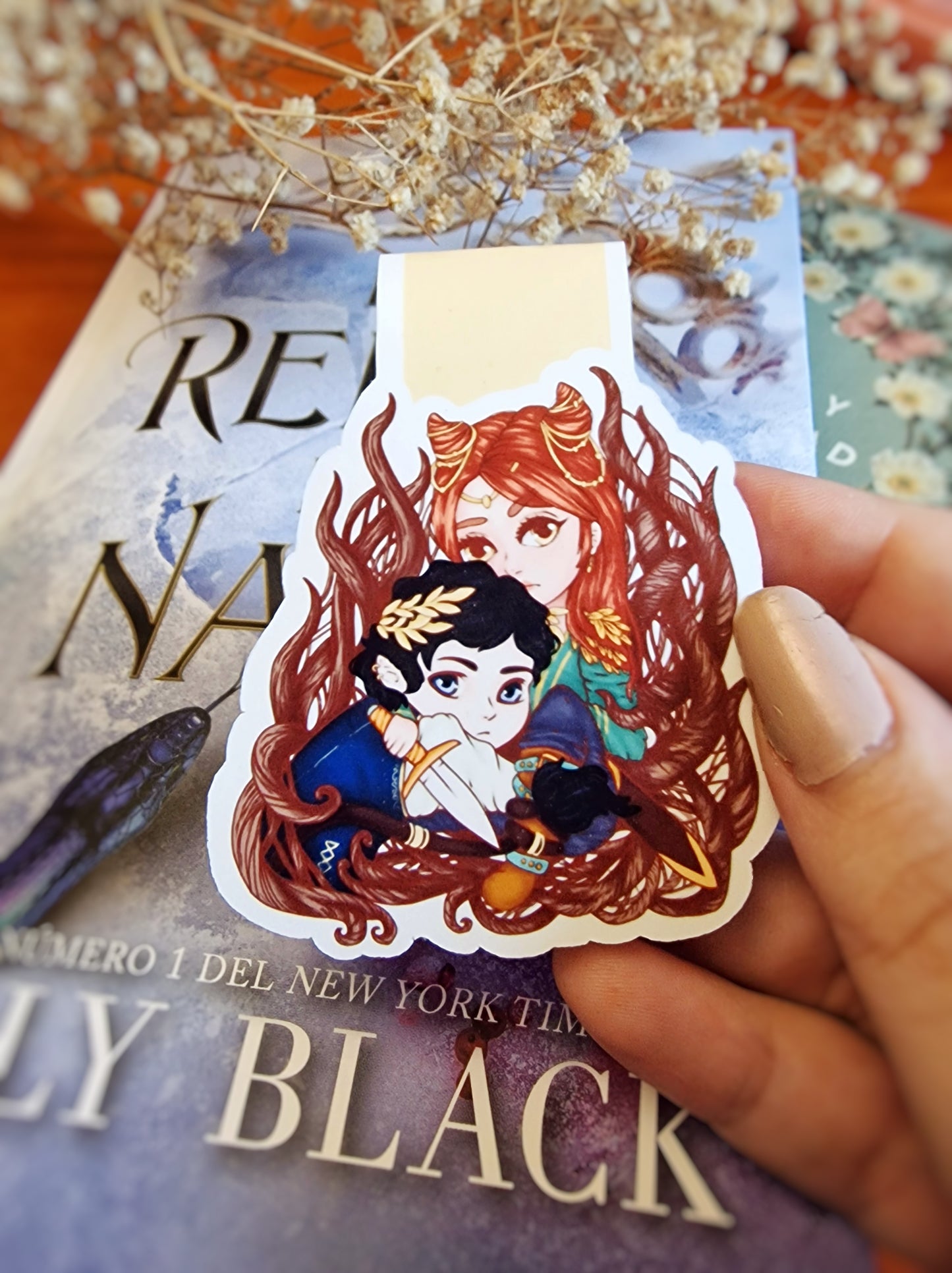 Cruel Prince magnetic bookmark chibi Jude and Cardan, inhabitants of the air | Gift for reading lovers, cute stationery, fantasy art