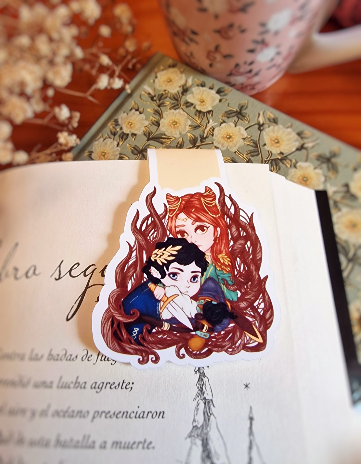 Cruel Prince magnetic bookmark chibi Jude and Cardan, inhabitants of the air | Gift for reading lovers, cute stationery, fantasy art