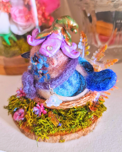 Figura inspirada en los cuentos de hadas, pájaro Fairy wren, animales de fieltro de aguja