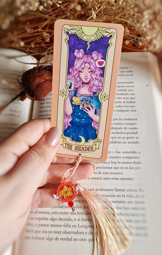 The reader, bookmark inspired by Sakura the card hunter, kawaii illustration for manga and Japanese culture lovers