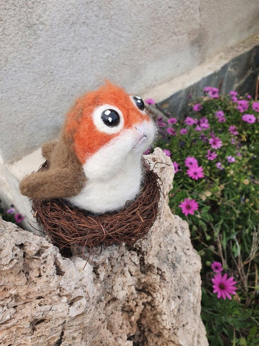 Porg wool figure, a little animal from the Star Wars movie