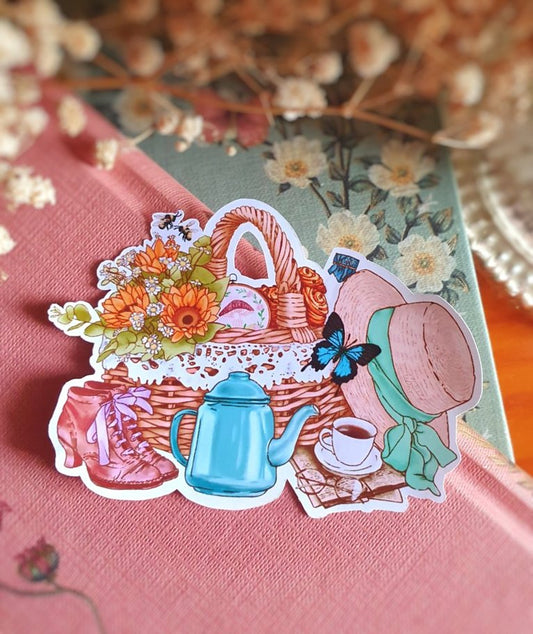 Cozy Victorian Picnic Sticker | Cottagecore Style, Anne of Green Gables, Flowers and Spring