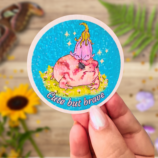 Adorable and brave rain frog glossy sticker | Bullet Journal, Scrapbooking decoration, cozy nature and fairy tales.