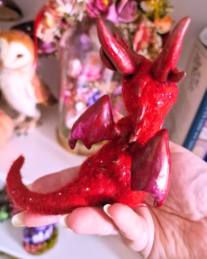 Red Dragon of the Enchanted Forest | Handmade Fantasy Sculpture