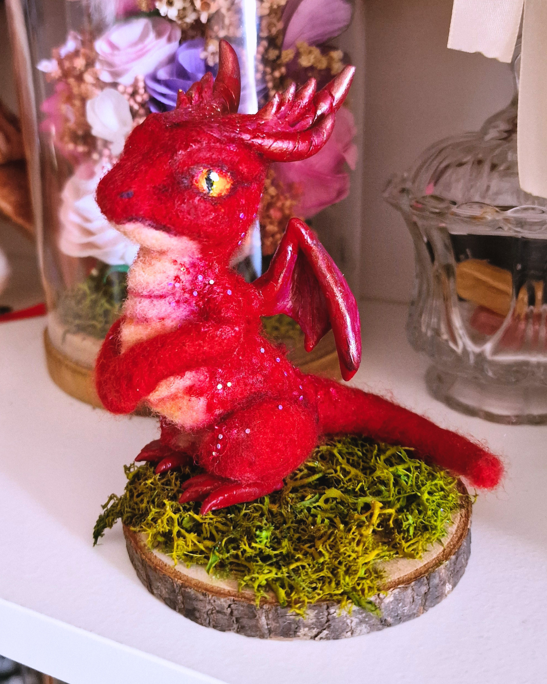 Red Dragon of the Enchanted Forest | Handmade Fantasy Sculpture