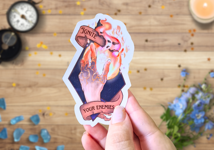 Pegatina Ignite Your Enemies | Sticker mágico rol DnD fantasía | Accesorio friki geek RPG