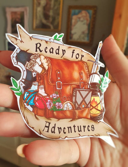 Large sticker ready for adventure | Dungeons and Dragons illustration, bullet journal planner gift, dnd roleplay