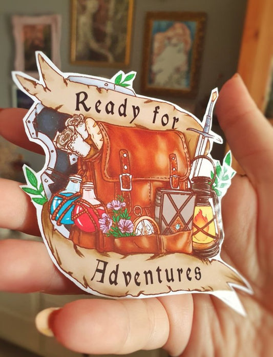 Large sticker ready for adventure | Dungeons and Dragons illustration, bullet journal planner gift, dnd roleplay