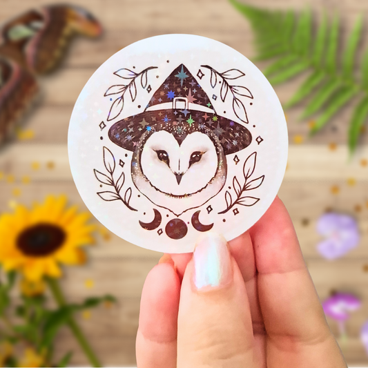 Owl Witch Glossy Vinyl Sticker, Triple Moon Witch Gift, Journal, Planner, Scrapbook, Laptop, Magic Art, Fall