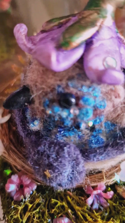 Figura inspirada en los cuentos de hadas, pájaro Fairy wren, animales de fieltro de aguja